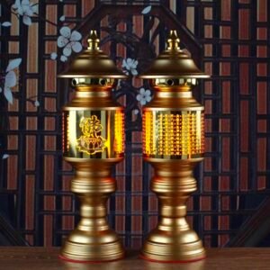 Sepasang Lampu Altar Golden "Fo" 42cm Ready
