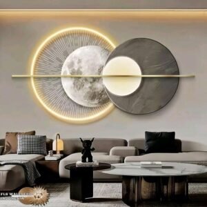 Wall Deco - Metal Moon LED set uk 180x90cm (grey)