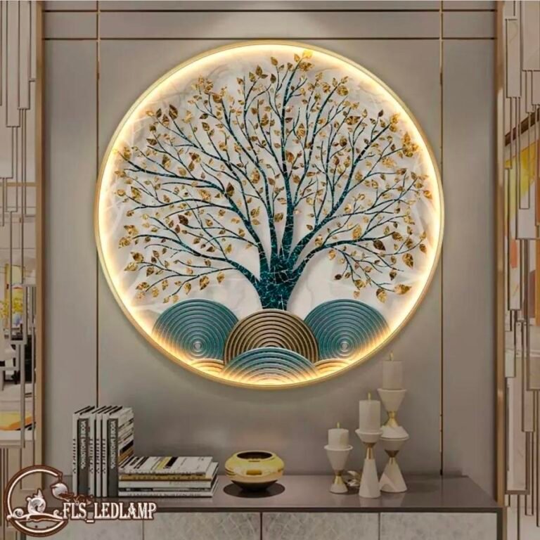 Painting LED - Alpha Fortune Tree - 80cm - Frame Gold + Remote cont