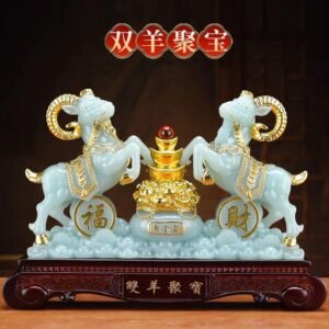 Pajangan Kambing - Twin Prosperity Ram uk 22x8x16cm