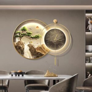 Jam Dinding - Wall Deco - 2 in 1 - scenery sun