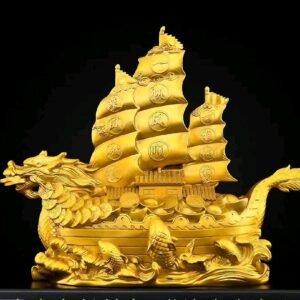 Kapal Naga Treasure (kuningan) - Yi Fan Feng Shun uk.24.5x8x20cm