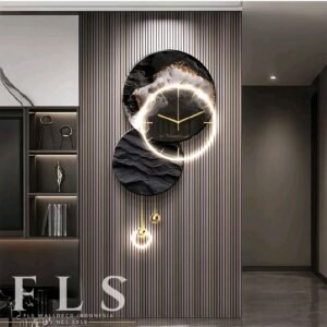Wall Deco Black Gravel Clock 50x95cm