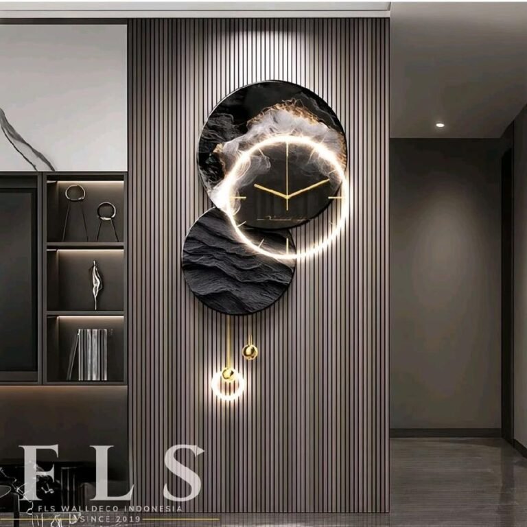 Wall Deco Black Gravel Clock 50x95cm