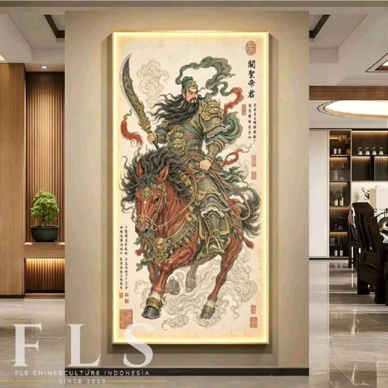 Painting LED Guan Gong Heritage 60x120cm Frame Gold + Remote