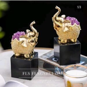 Golden Elephant Amethyst uk.10.5x8x22cm