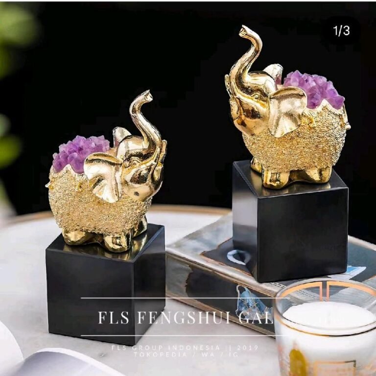 Golden Elephant Amethyst uk.10.5x8x22cm