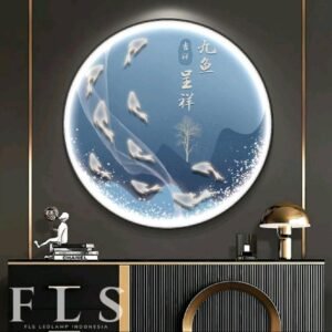 Painting LED 9 Kois Jiu Yu Cheng Xiang dia.50cm