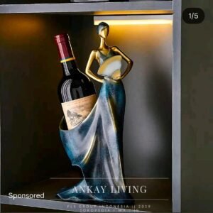 Elegant Lady Wine Holder (luxury blue) uk. 16.5x14.5x34.6cm