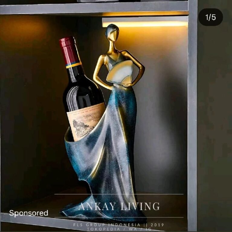 Elegant Lady Wine Holder (luxury blue) uk. 16.5x14.5x34.6cm
