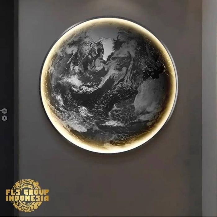 FLS Painting LED Dark Earth Frame Hitam set