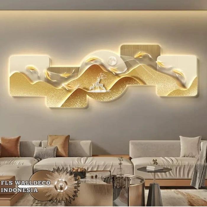 Wall Deco Golden River Deer and Fish