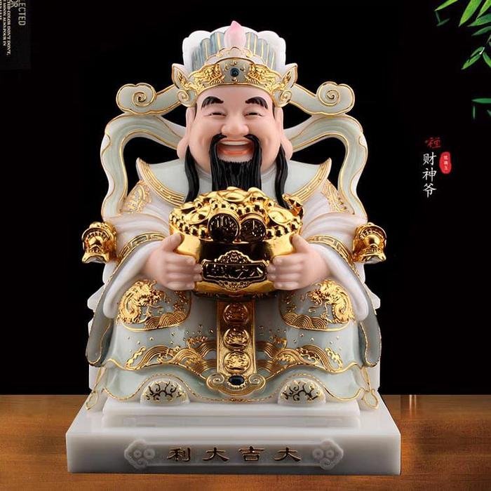 Rupang Cai Shen 12Inch (Marmer Giok Jubah Hijau Giok)