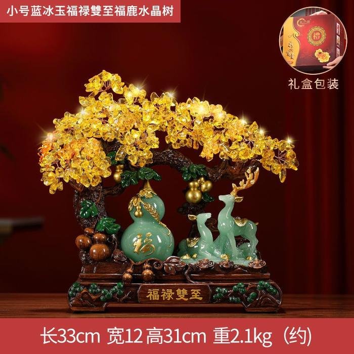 Citrine Crystal Fu Lu Shuang Zhi (Rusa) uk.31cm