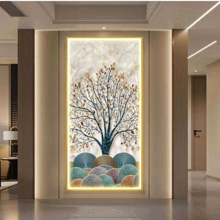 Painting LED Alpha Fortune Tree Vertical Frame Gold