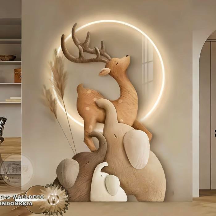 Wall Deco Hiasan Dinding Gajah dan Kancil