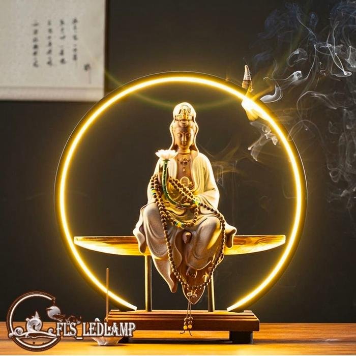 LED Feature Guan Yin Phusa Grey Stone