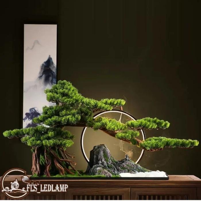 LED Feature Rock Bonsai Scenery set uk.80x23x45cm
