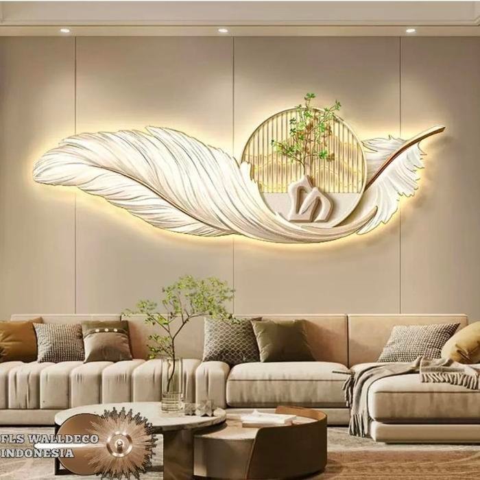 Wall deco Feather leaf hiasan dinding led