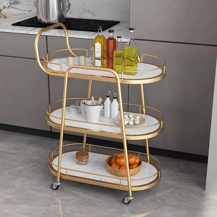 Dining Cart Trolley Marble Top 60x36x85cm