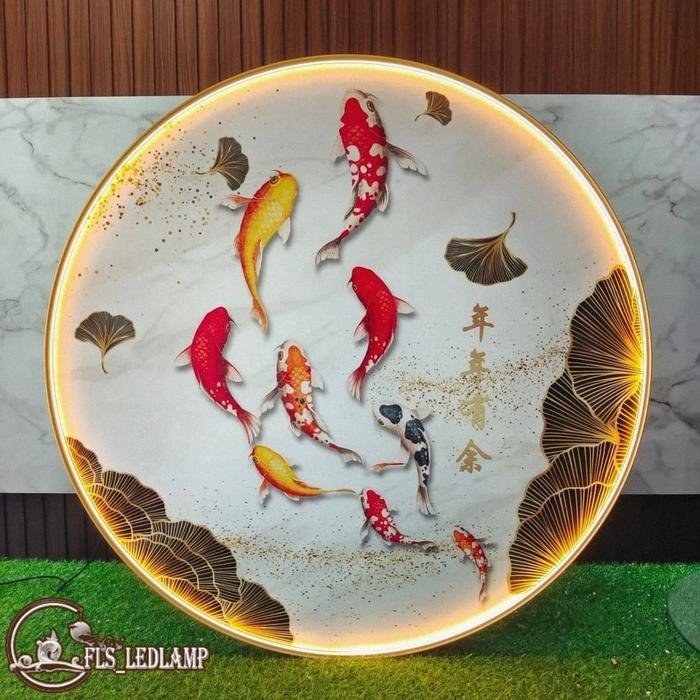 Painting LED Nian Nian You Yu White Gold 100cm + Remote