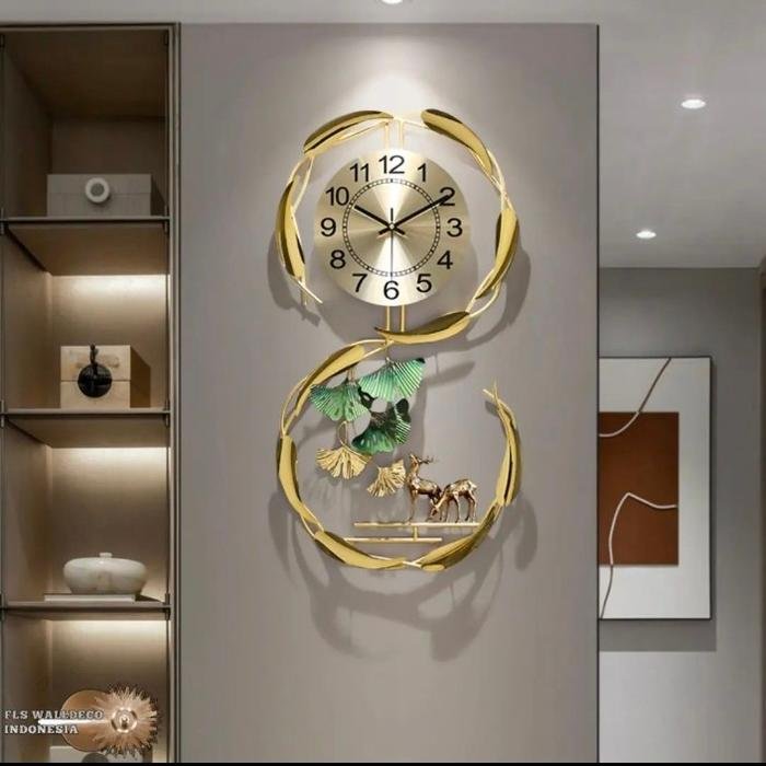 Wall deco Jam dinding Golden Lucky 8 Koi