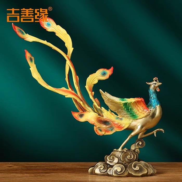 Bronze Phoenix Feng Huang Cheng Xiang uk.28x18x29cm
