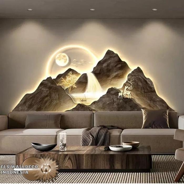 Wall Deco Golden Mountain Deer LED
