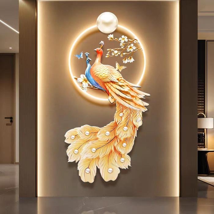 Wall Deco Lovely Blossom Peacocks LED set