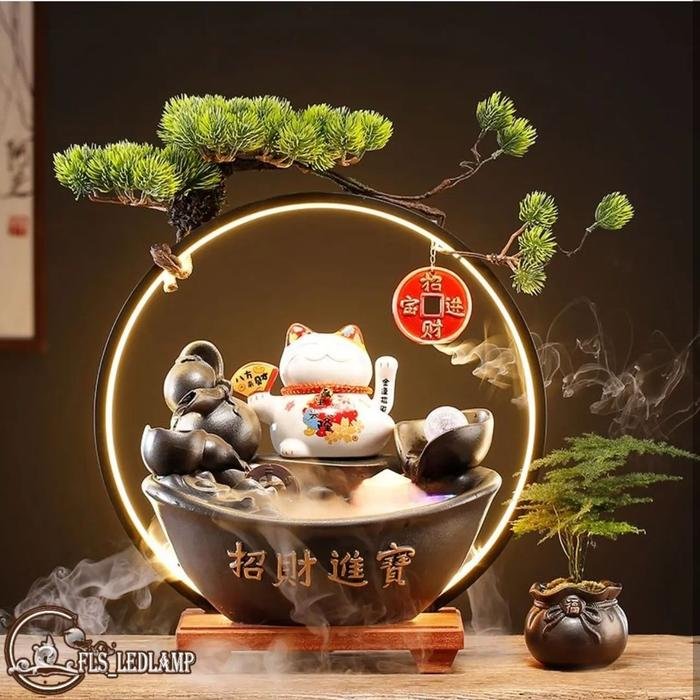 Fountain LED Lucky Cat (Zhao Cai Jin Bao set)