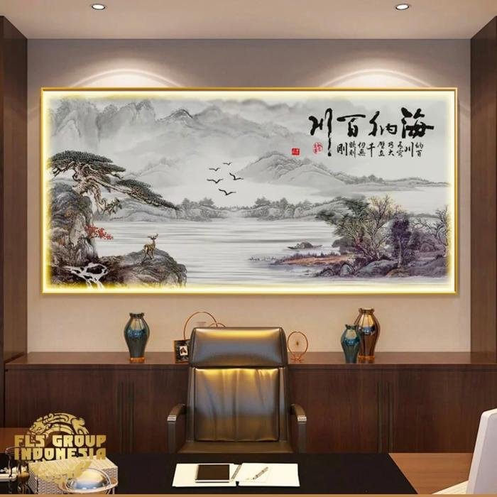Painting LED Air Terjun Oriental A Frame Gold + Remote