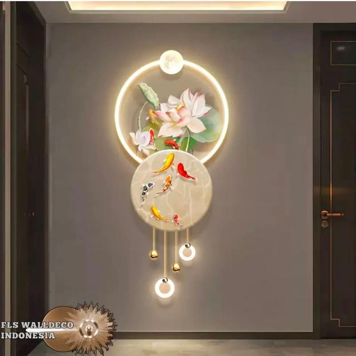Wall Deco Lotus Blooms 9 Koi's LED