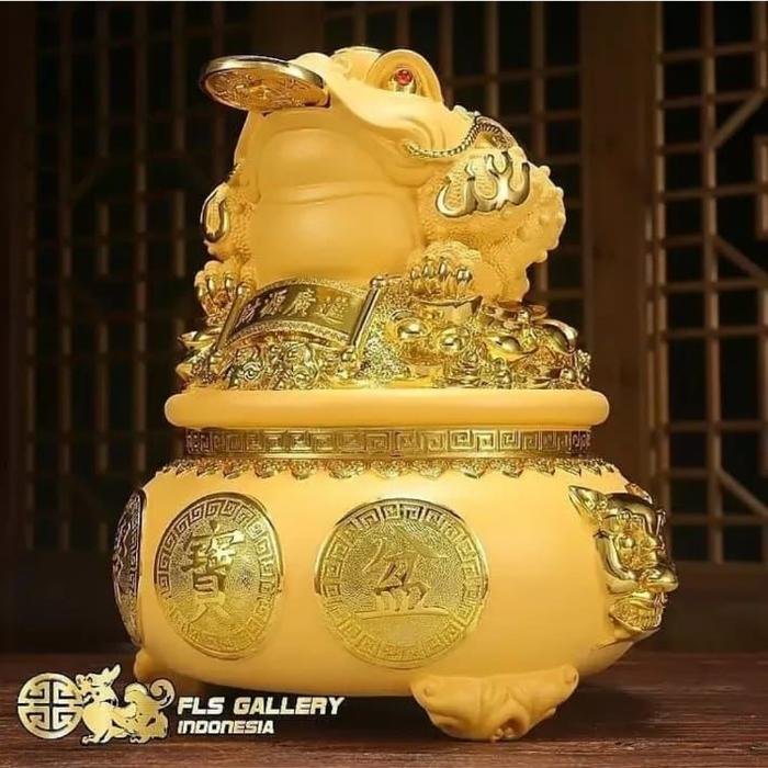 Pajangan Gold 3 Legged Toad uk.S 28cm