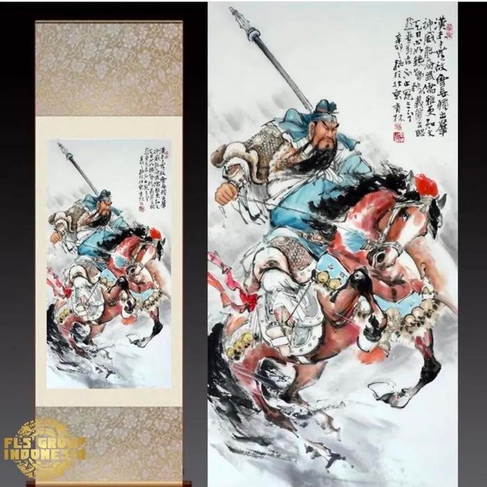 Lukisan Chinese FLS Guan Gong & Chi Tu uk.55x150cm