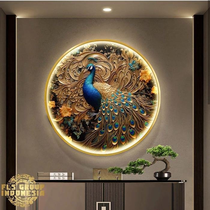 Painting Led Noble Peacock Gold sz A Frame Gold set