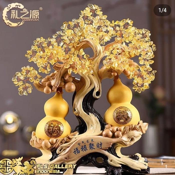 Citrine Crystal Fu Lu Ju Cai uk.M 33cm