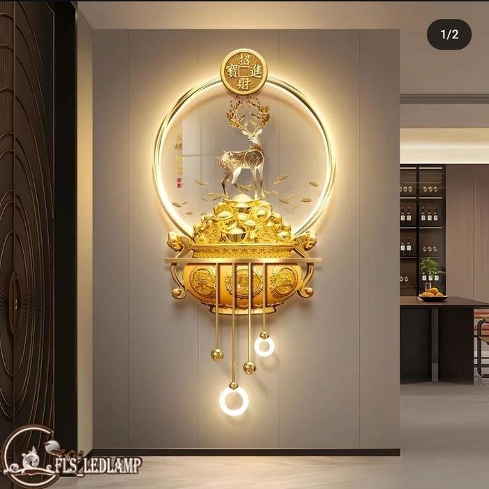 Wall Deco Golden Auspicious Deer LED