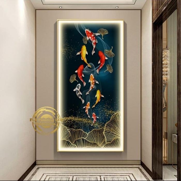 Painting LED 9 Yu Chen Xiang 60x120cm Frame Gold Remote Control