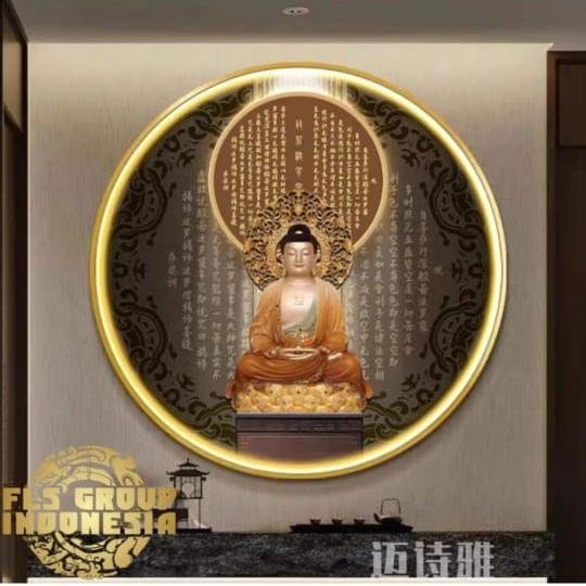 Painting LED Buddha Gold frame set