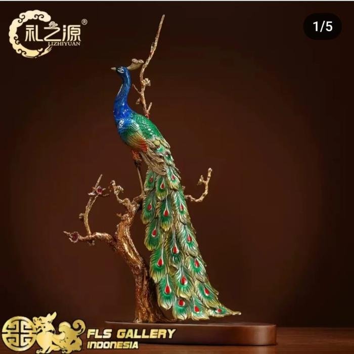 Bronze Cherry Blossom Peacock (Mei Hua Fu Gui) uk 29x17x44cm