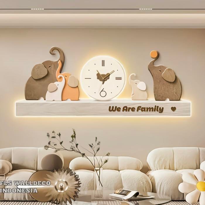 Wall Deco Jam dinding Elephants We are Family 210x84cm