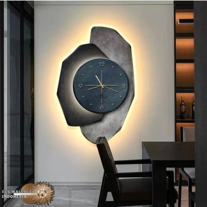 Wall Deco Stone Grey Clock uk.53x80cm