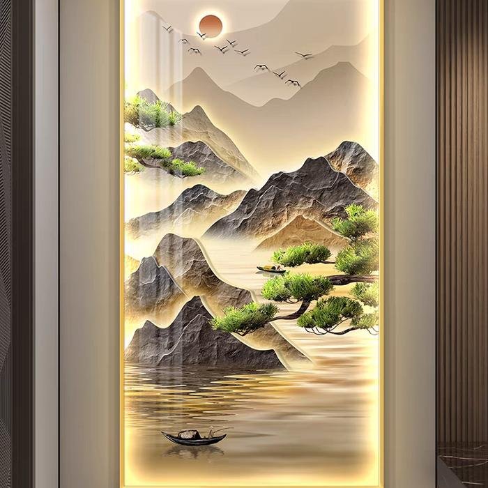 Painting LED Calm River Zen Scenery Frame Gold set