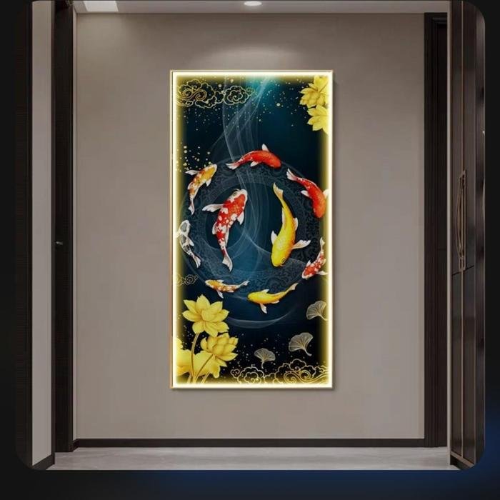 Painting LED 9 Yu Ju Cai (9 Koi) Vertikal set