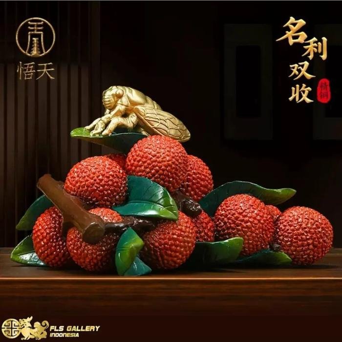 Pajangan Ming Li Shuang Shou (Kuningan) 16x14x10cm