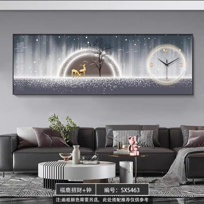 Wall Deco Jam Dinding Golden Deer Moon Tree 240*80