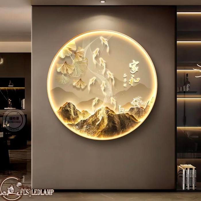 Painting LED 9 Koi's Golden Mt Harmony Frame Gold set
