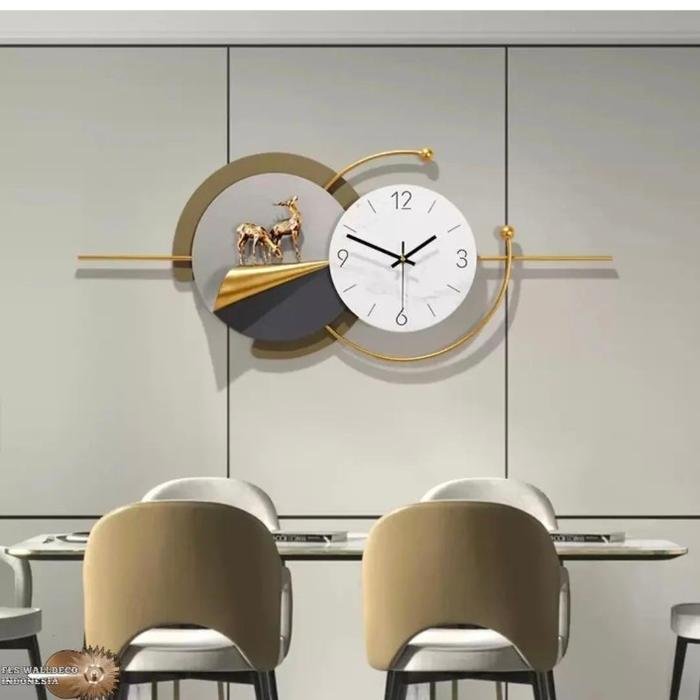 Wall Deco jam Dinding golden deer golden ring