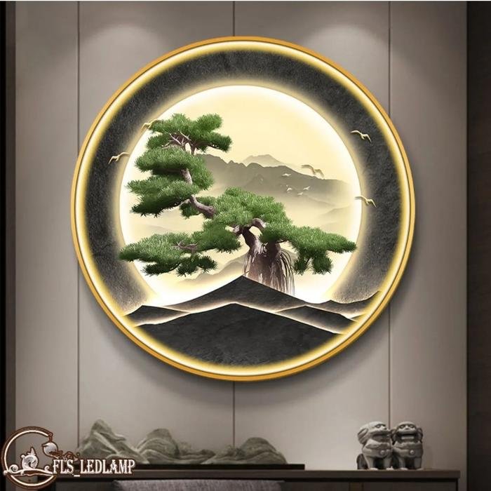 Painting LED Bonsai Scenery A 60cm Frame Gold + Remote
