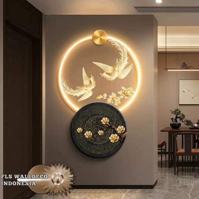 Wall Deco Golden Phoenix Blossom LED